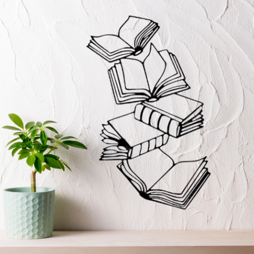 Art mural en métal sur le thème des livres