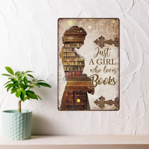 Décoration plaque en métal imprimé sur le thème des livres