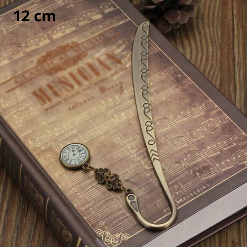 Marque-page en forme de montre de poche vintage en métal