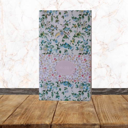 Carnet de note avec couverture en Tissu motif Fleur Bleue