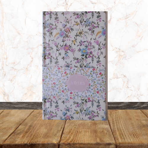 Carnet de note avec couverture en Tissu motif fleur rose