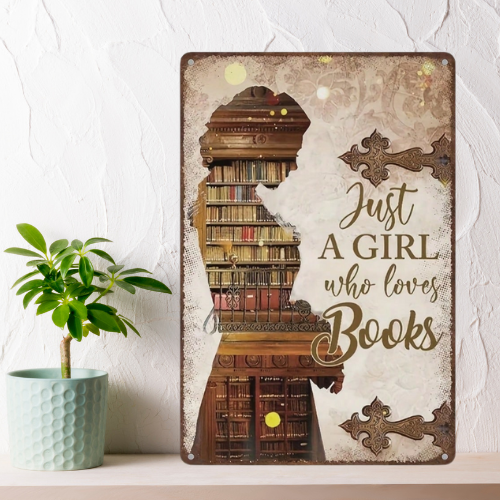 Décoration plaque en métal imprimé sur le thème des livres