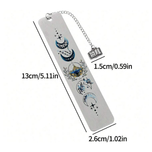 Coffret Marque-pages en acier inoxydable motif Lune + boite cadeau
