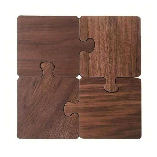 Lot de 4 dessous de verre en bois de noyer